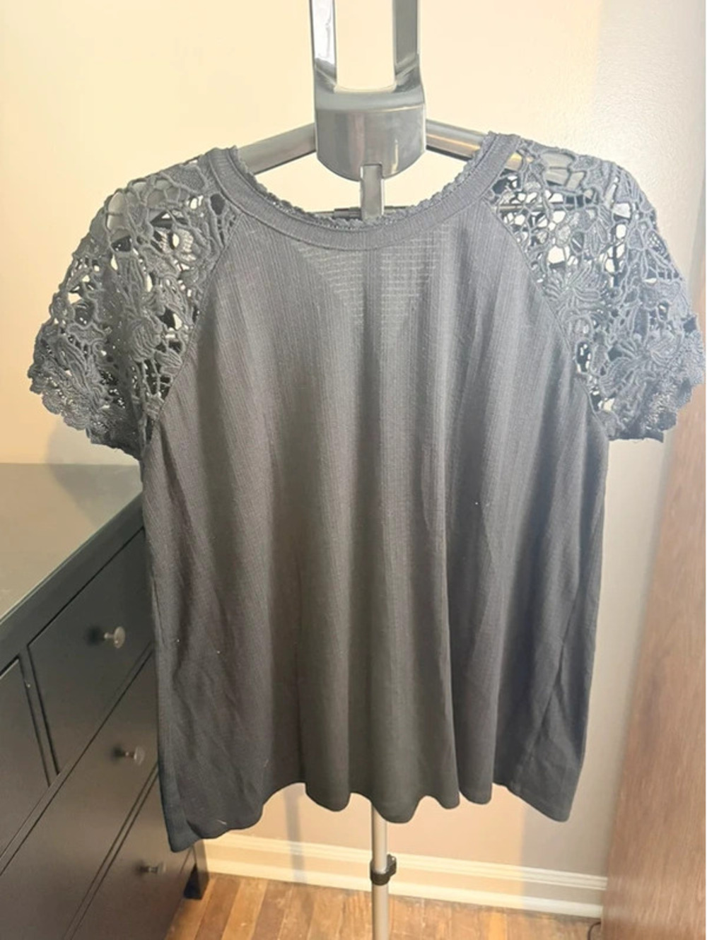 Torrid Black Crochet Sleeve Top Size 1